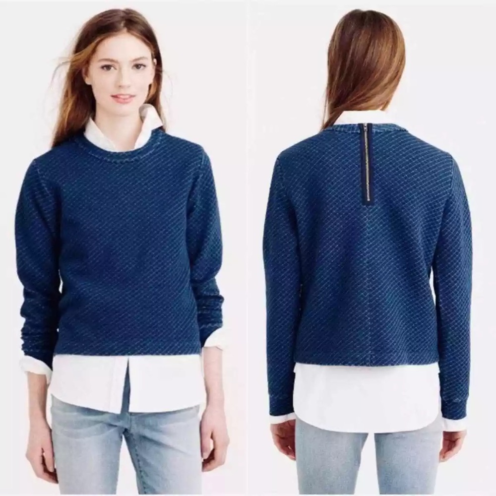 JCREW Quilted Indigo Sweater. Size S. NWOT